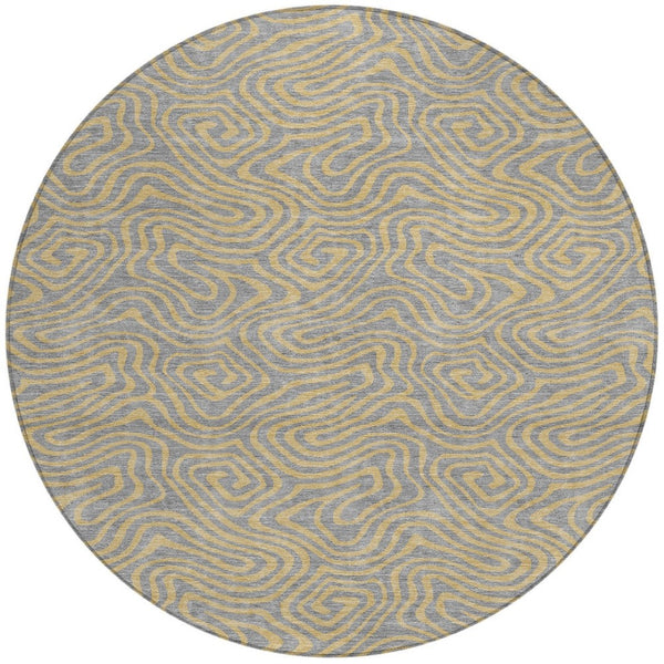 Homeroots 3' Beige And Brown Abstract Washable Area Rug For Indoor And Outdoor Spaces - Durable & Stylish 8' Round Polyester 599810