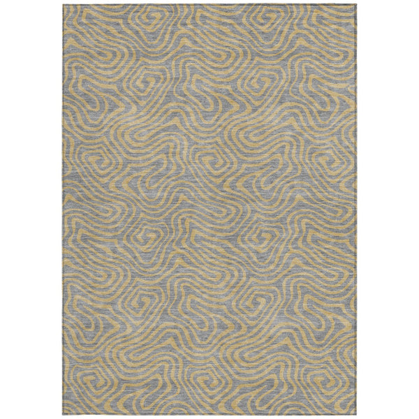 Homeroots 3' Beige And Brown Abstract Washable Area Rug For Indoor And Outdoor Spaces - Durable & Stylish 9' X 12' Polyester 599812