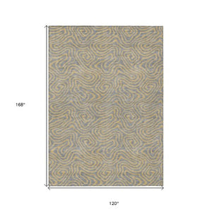 Homeroots 3' Beige And Brown Abstract Washable Area Rug For Indoor And Outdoor Spaces - Durable & Stylish 10' X 14' Polyester 599813