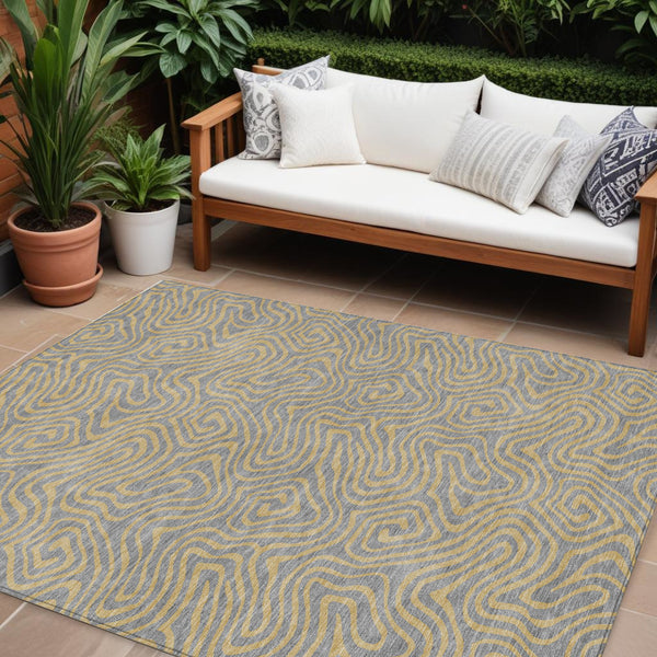Homeroots 3' Beige And Brown Abstract Washable Area Rug For Indoor And Outdoor Spaces - Durable & Stylish 10' X 14' Polyester 599813