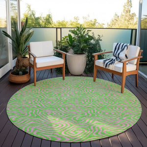 Homeroots 3' Beige And Brown Abstract Washable Area Rug For Indoor And Outdoor Spaces - Durable & Stylish 8' Round Polyester 599816