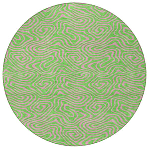 Homeroots 3' Beige And Brown Abstract Washable Area Rug For Indoor And Outdoor Spaces - Durable & Stylish 8' Round Polyester 599816