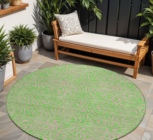 Homeroots 3' Beige And Brown Abstract Washable Area Rug For Indoor And Outdoor Spaces - Durable & Stylish 8' Round Polyester 599816
