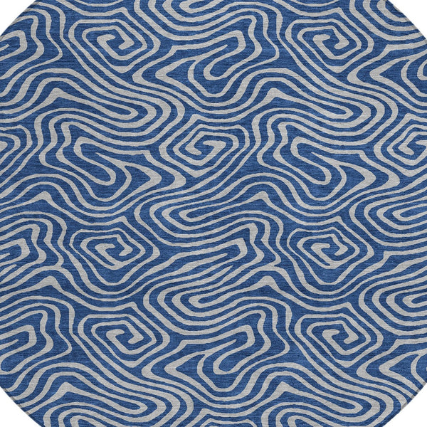 Homeroots 3' Beige And Brown Abstract Washable Area Rug For Indoor And Outdoor Spaces - Durable & Stylish 8' Round Polyester 599822