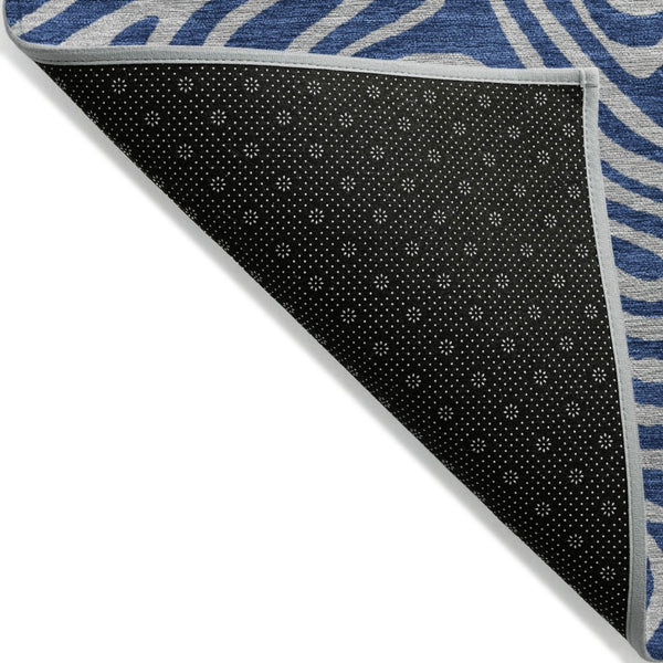 HomeRoots 5' Navy Blue and Gray Abstract Washable Area Rug - Durable Indoor/Outdoor Design for Modern Spaces 10' X 14' 599825