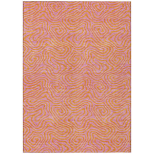HomeRoots 5' Pink and Copper Abstract Area Rug – Stylish, Washable, Durable for Indoor and Outdoor Spaces 5' X 8' 599827