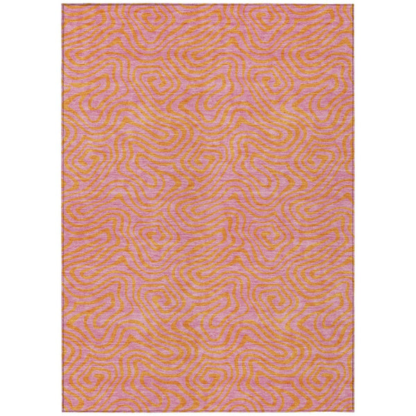 HomeRoots 5' Pink and Copper Abstract Area Rug – Stylish, Washable, Durable for Indoor and Outdoor Spaces 5' X 8' 599827
