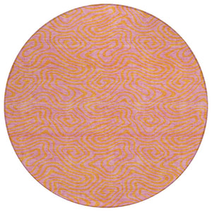 HomeRoots 5' Pink and Copper Abstract Area Rug – Stylish, Washable, Durable for Indoor and Outdoor Spaces 8' Round 599828