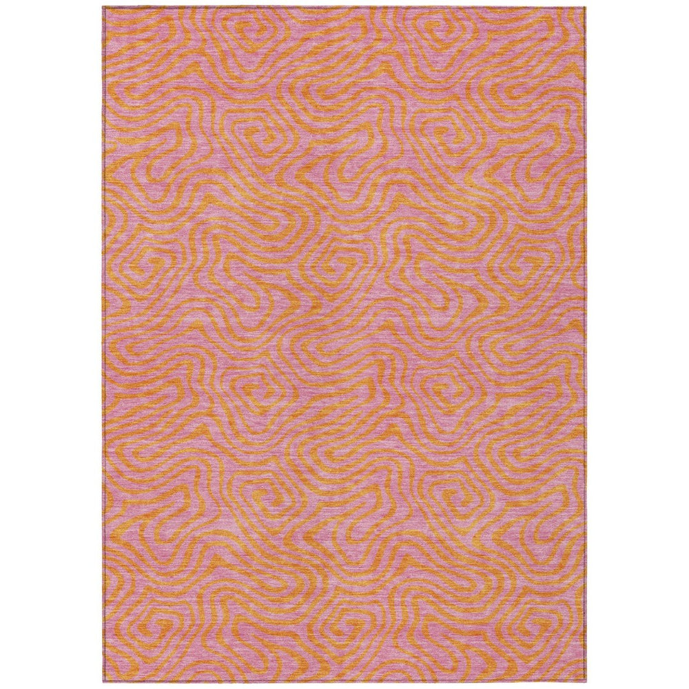 HomeRoots 9' X 12' Pink and Copper Abstract Area Rug – Modern Washable Design for Indoor & Outdoor Spaces 599830