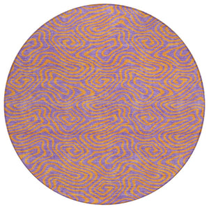 HomeRoots 5' Purple and Copper Abstract Area Rug - Stylish, Durable, Washable for Indoor and Outdoor Spaces 8' Round 599834