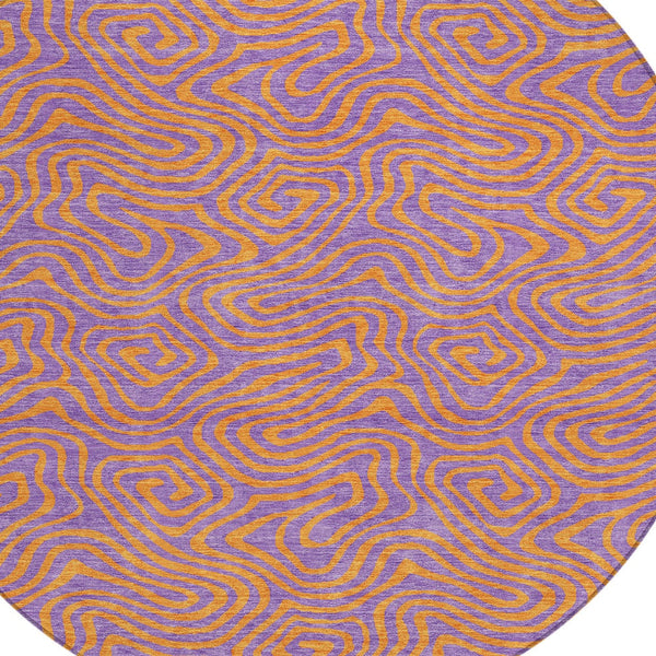 Homeroots 3' Beige And Brown Abstract Washable Area Rug For Indoor And Outdoor Spaces - Durable & Stylish 8' Round Polyester 599834