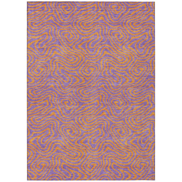 HomeRoots 5' Purple and Copper Abstract Area Rug - Stylish, Durable, Washable for Indoor and Outdoor Spaces 8' X 10' 599835