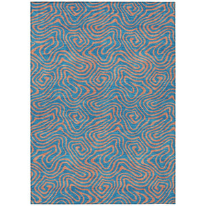HomeRoots 5' Vibrant Teal Blue and Pink Abstract Washable Area Rug for Indoor & Outdoor Modern Spaces 5' X 8' 599839