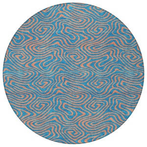 Homeroots 3' Beige And Brown Abstract Washable Area Rug For Indoor And Outdoor Spaces - Durable & Stylish 8' Round Polyester 599840