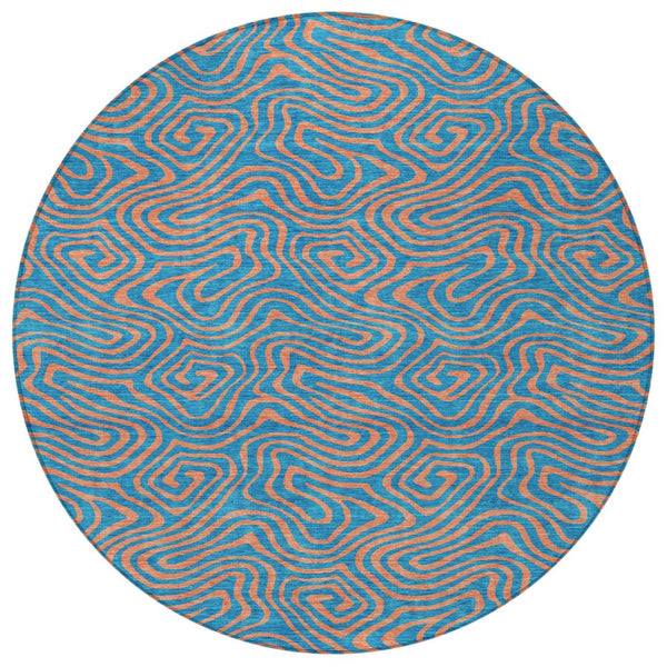 Homeroots 3' Beige And Brown Abstract Washable Area Rug For Indoor And Outdoor Spaces - Durable & Stylish 8' Round Polyester 599840