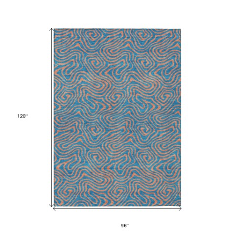 Homeroots 3' Beige And Brown Abstract Washable Area Rug For Indoor And Outdoor Spaces - Durable & Stylish 8' X 10' Polyester 599841