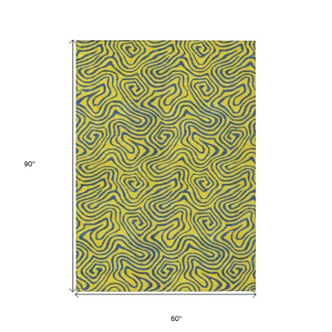 Homeroots 3' Beige And Brown Abstract Washable Area Rug For Indoor And Outdoor Spaces - Durable & Stylish 5' X 8' Polyester 599845