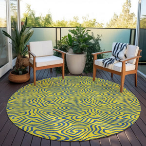 Homeroots 3' Beige And Brown Abstract Washable Area Rug For Indoor And Outdoor Spaces - Durable & Stylish 8' Round Polyester 599846