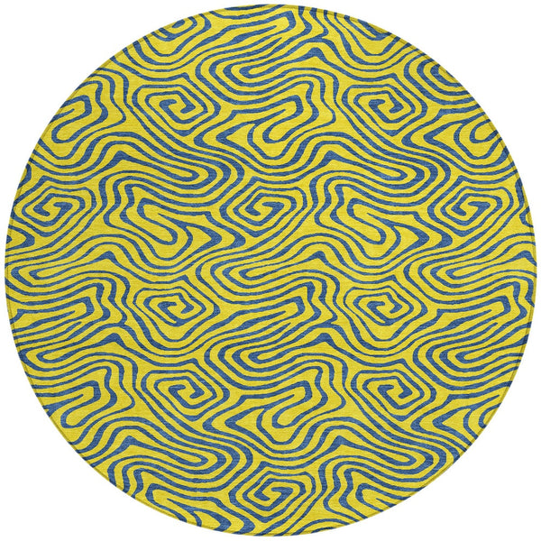 Homeroots 3' Beige And Brown Abstract Washable Area Rug For Indoor And Outdoor Spaces - Durable & Stylish 8' Round Polyester 599846