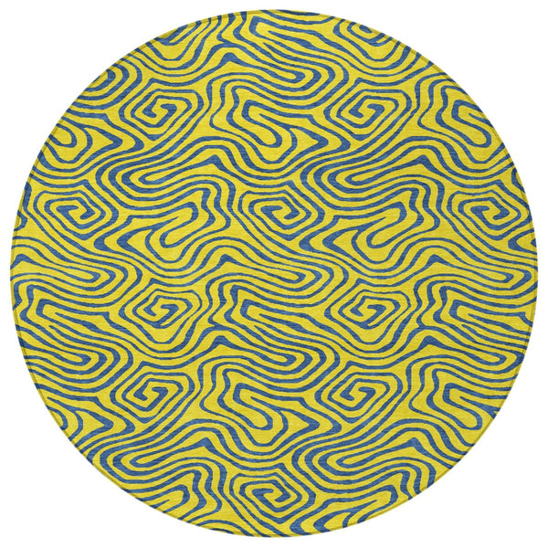 Homeroots 3' Beige And Brown Abstract Washable Area Rug For Indoor And Outdoor Spaces - Durable & Stylish 8' Round Polyester 599846