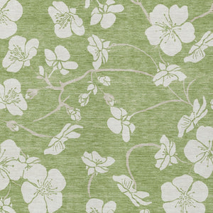 Homeroots 3' Stylish Floral Artichoke Green And Ivory Washable Area Rug For Indoor And Outdoor Spaces 8' X 10' Polyester 599853