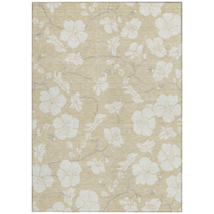 Homeroots 3' Stylish Floral Artichoke Green And Ivory Washable Area Rug For Indoor And Outdoor Spaces 5' X 8' Polyester 599857