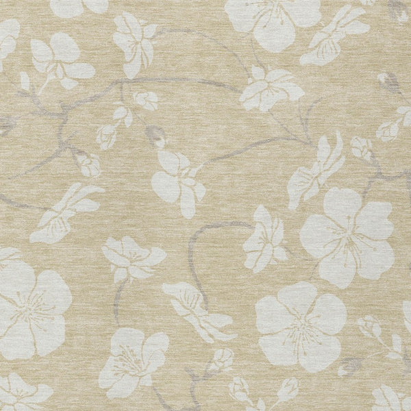 Homeroots 3' Stylish Floral Artichoke Green And Ivory Washable Area Rug For Indoor And Outdoor Spaces 9' X 12' Polyester 599860