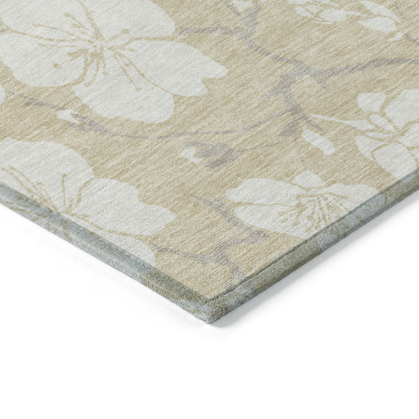 Homeroots 3' Stylish Floral Artichoke Green And Ivory Washable Area Rug For Indoor And Outdoor Spaces 10' X 14' Polyester 599861