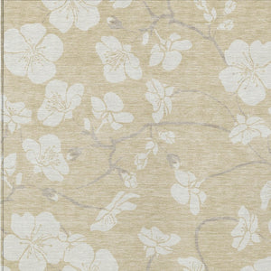 Homeroots 3' Stylish Floral Artichoke Green And Ivory Washable Area Rug For Indoor And Outdoor Spaces 10' X 14' Polyester 599861