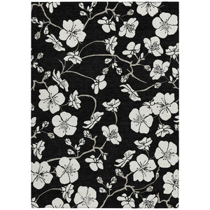 Homeroots 3' Stylish Floral Artichoke Green And Ivory Washable Area Rug For Indoor And Outdoor Spaces 5' X 8' Polyester 599863