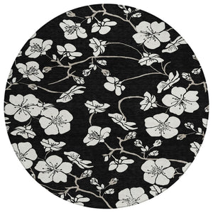 HomeRoots 5' Durable Floral Area Rug – Machine Washable, Stain Resistant, Ideal for Indoor & Outdoor Spaces 8' Round 599864