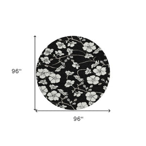 Homeroots 3' Stylish Floral Artichoke Green And Ivory Washable Area Rug For Indoor And Outdoor Spaces 8' Round Polyester 599864