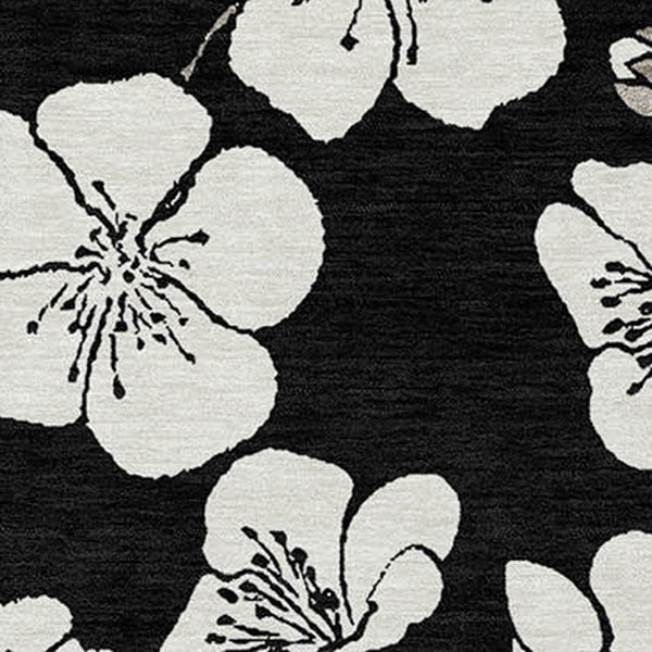 Homeroots 3' Stylish Floral Artichoke Green And Ivory Washable Area Rug For Indoor And Outdoor Spaces 9' X 12' Polyester 599866