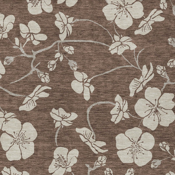 Homeroots 3' Stylish Floral Artichoke Green And Ivory Washable Area Rug For Indoor And Outdoor Spaces 5' X 8' Polyester 599869