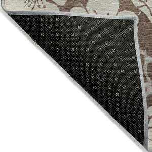 Homeroots 3' Stylish Floral Artichoke Green And Ivory Washable Area Rug For Indoor And Outdoor Spaces 8' X 10' Polyester 599871