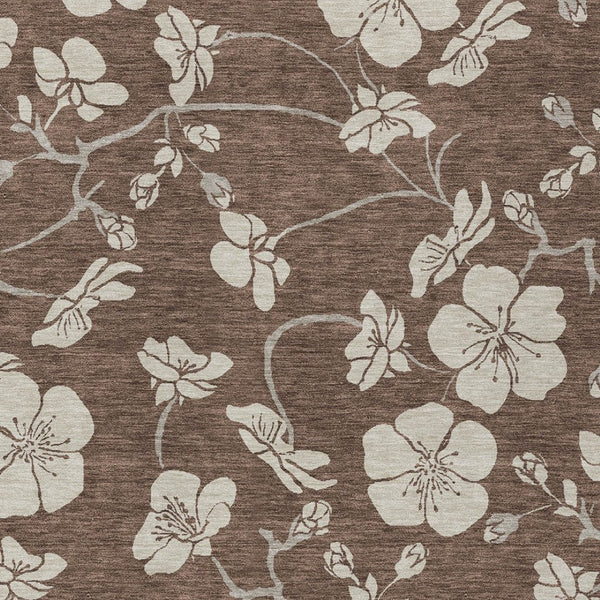 Homeroots 3' Stylish Floral Artichoke Green And Ivory Washable Area Rug For Indoor And Outdoor Spaces 8' X 10' Polyester 599871