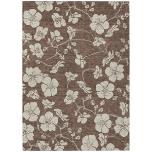 HomeRoots 9' X 12' Floral Washable Area Rug - Durable Brown and Beige Design for Indoor & Outdoor Spaces 599872