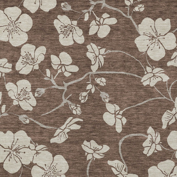 Homeroots 3' Stylish Floral Artichoke Green And Ivory Washable Area Rug For Indoor And Outdoor Spaces 9' X 12' Polyester 599872