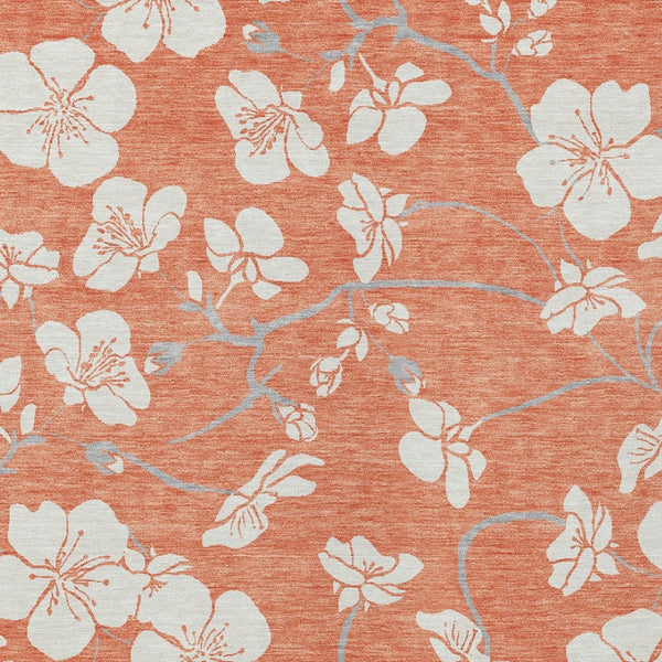 Homeroots 3' Stylish Floral Artichoke Green And Ivory Washable Area Rug For Indoor And Outdoor Spaces 3' X 5' Polyester 599874