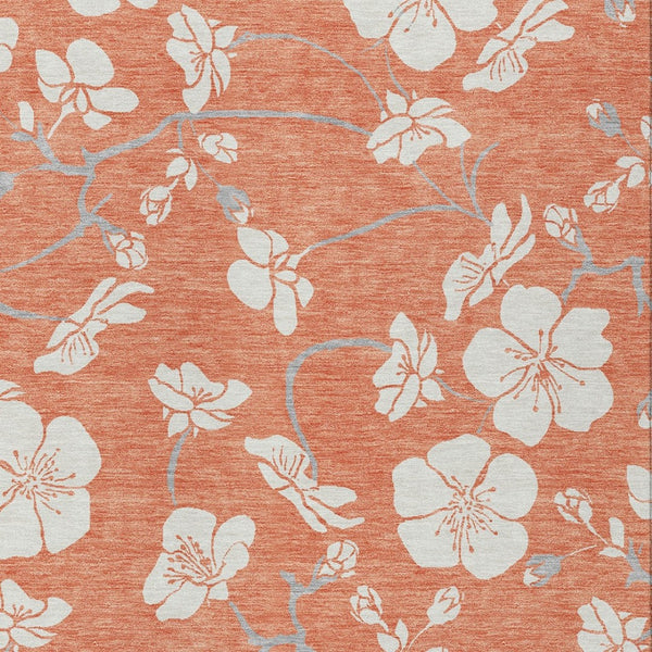 Homeroots 3' Stylish Floral Artichoke Green And Ivory Washable Area Rug For Indoor And Outdoor Spaces 5' X 8' Polyester 599875