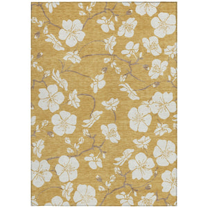 Homeroots 3' Stylish Floral Artichoke Green And Ivory Washable Area Rug For Indoor And Outdoor Spaces 5' X 8' Polyester 599881