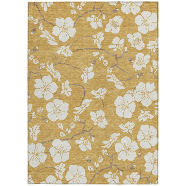 Homeroots 3' Stylish Floral Artichoke Green And Ivory Washable Area Rug For Indoor And Outdoor Spaces 9' X 12' Polyester 599884