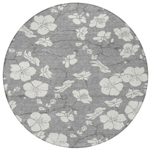 Homeroots 3' Stylish Floral Artichoke Green And Ivory Washable Area Rug For Indoor And Outdoor Spaces 8' Round Polyester 599888