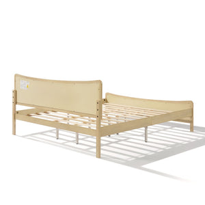English Elm Curved Rattan King Bed Solid Wood Frame Antique White Bohemian Bedroom Design N758P390778N