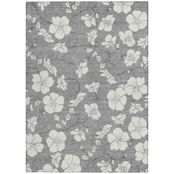 Homeroots 3' Stylish Floral Artichoke Green And Ivory Washable Area Rug For Indoor And Outdoor Spaces 9' X 12' Polyester 599890