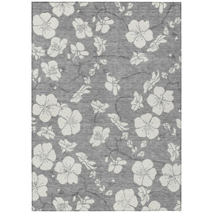 HomeRoots 9' Gray and Ivory Floral Area Rug - Washable, Durable Indoor/Outdoor Essential for Any Space 599890