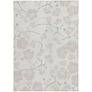 Homeroots 3' Stylish Floral Artichoke Green And Ivory Washable Area Rug For Indoor And Outdoor Spaces 3' X 5' Polyester 599892