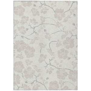 HomeRoots 5' Timeless Ivory and Gray Floral Indoor Outdoor Area Rug - Durable, Washable, Elegant Design for All Spaces 10' X 14' 599897