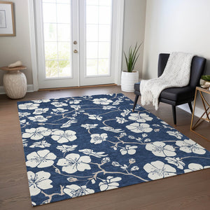 Homeroots 3' Stylish Floral Artichoke Green And Ivory Washable Area Rug For Indoor And Outdoor Spaces 3' X 5' Polyester 599898