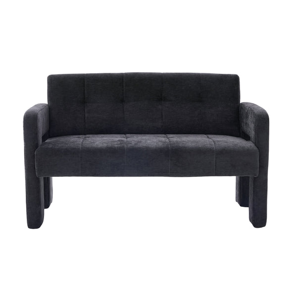 English Elm Nordic Ergonomic Double Armchair Upholstered Chenille Two-Seater Sofa 550lb Capacity Compact Lounge Chair Black W395P380537